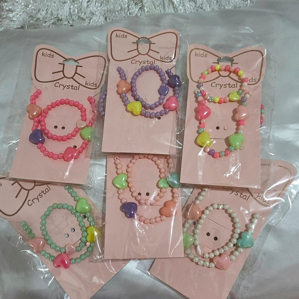 Kids Crystal Lot of 12 Necklace & Bracelet Girl Jewelry Set